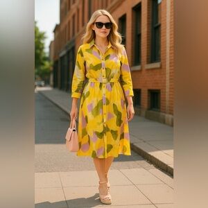 French Connection Long Shirt Dress Multicolor Abstract Print Size M New With Tag